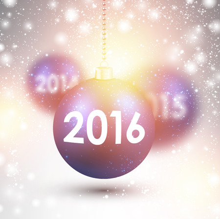 2016 New Year card with pink balls. Vector Illustration.のイラスト素材