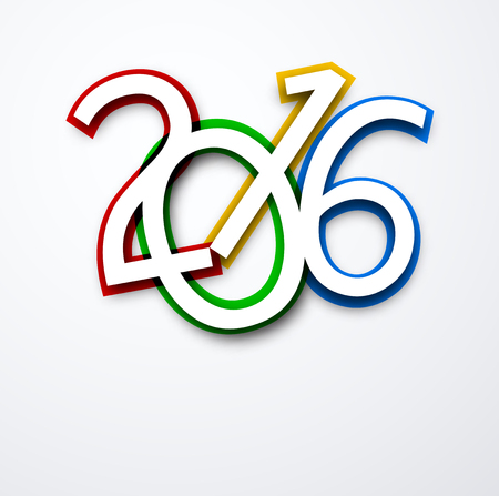 2016 New Year colored sign. Vector paper illustration.のイラスト素材