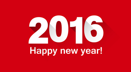 Happy 2016 new year word over red. Vector paper illustration.のイラスト素材