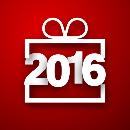 2016 New Year sign on red background