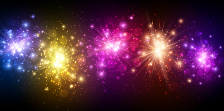 Festive color firework background. Vector illustration.のイラスト素材