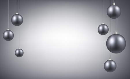 Christmas background with silver balls.のイラスト素材