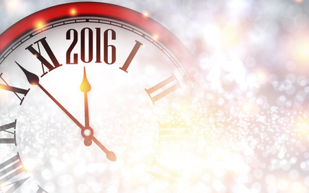 2016 New Year background with clock.のイラスト素材