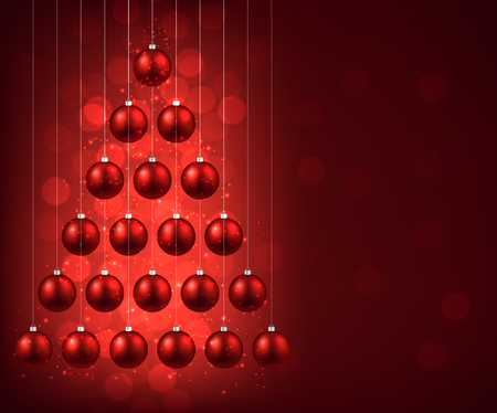 Christmas red background with balls.のイラスト素材