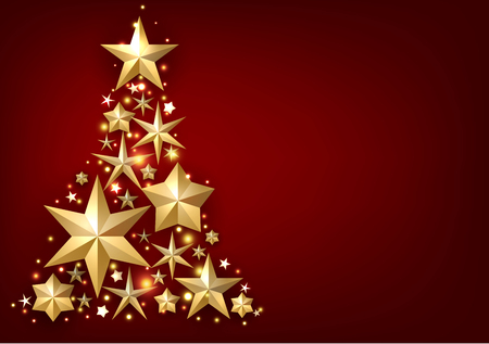 Christmas red starry background. Vector illustration.のイラスト素材