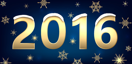2016 New Year background with snowflakes. Vector paper illustration.のイラスト素材