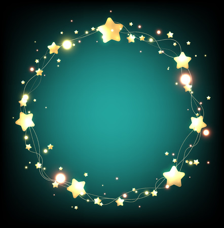 Aquamarine background with garland of stars. Vector illustration.のイラスト素材