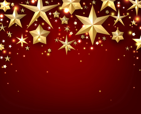 Festive red starry background. Vector paper illustration.のイラスト素材