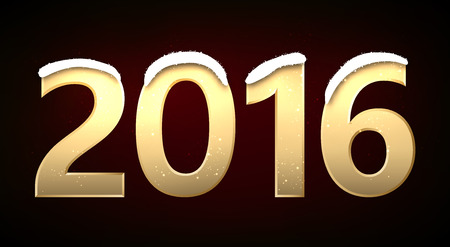 2016 New Year background with snow. Vector paper illustration.のイラスト素材