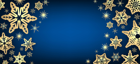 Winter blue background with snowflakes. Vector paper illustration.のイラスト素材