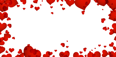 Romantic background with red hearts. Vector paper illustration.のイラスト素材