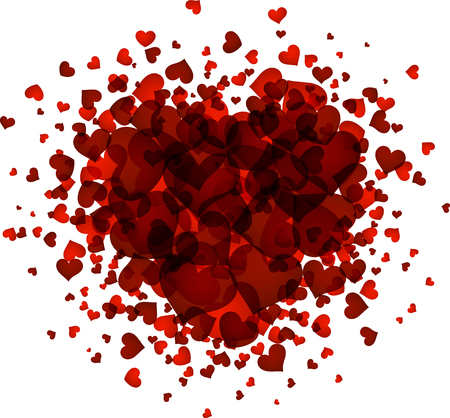 Valentine love card with red heart. Vector paper illustration.のイラスト素材