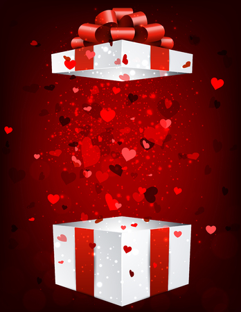 Valentine background with gift and hearts. Vector paper illustration.のイラスト素材