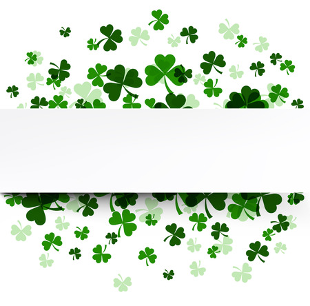 St. Patrick's day card with shamrocks. Vector paper illustration.のイラスト素材
