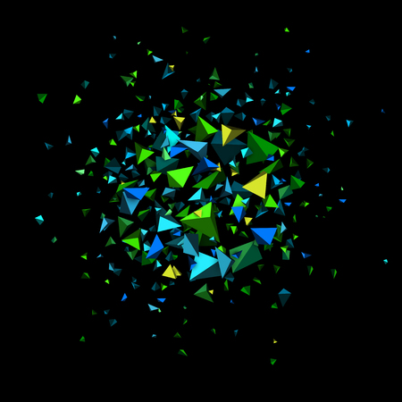 Black abstract background with 3d figures. Vector illustration.のイラスト素材