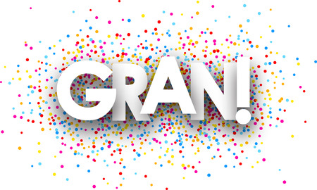 White super paper banner with color drops, Spanish. Vector illustration.のイラスト素材