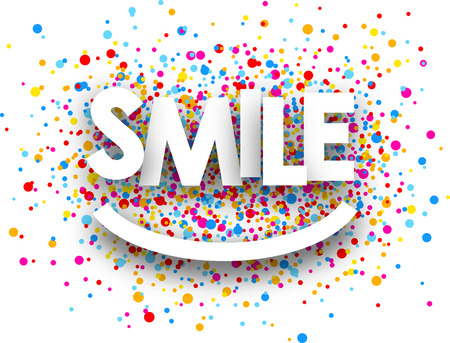 Smile paper background with color drops. Vector illustration.のイラスト素材