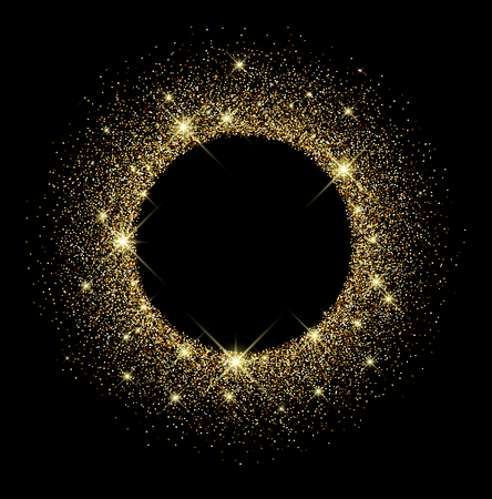 Black shining round background with sand. Vector paper illustration.のイラスト素材