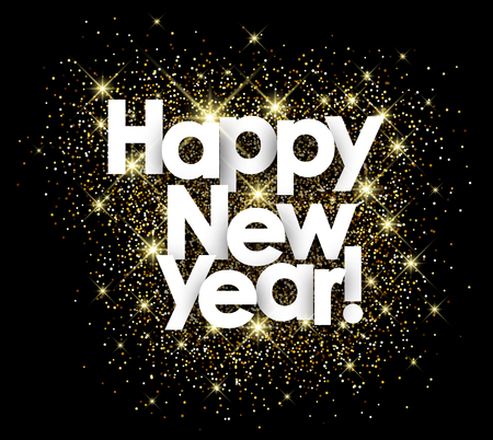 Happy new year black background with shining sand. Vector illustration.のイラスト素材