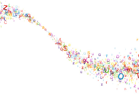 White paper background with swirl of color letters. Vector illustration.のイラスト素材