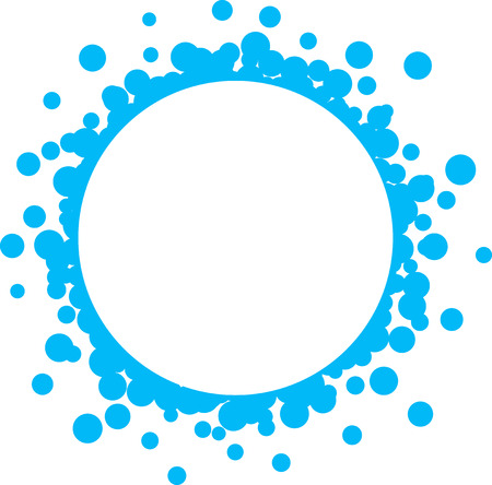 Paper round white background with blue bubbles. Vector illustration.のイラスト素材