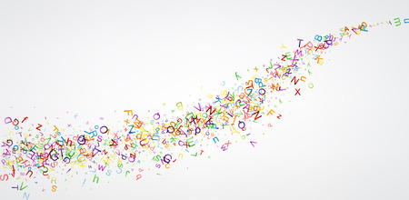 White paper background with wave of color letters. Vector illustration.のイラスト素材