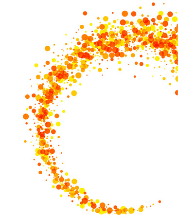 White paper background with whirl of orange drops. Vector illustration.のイラスト素材