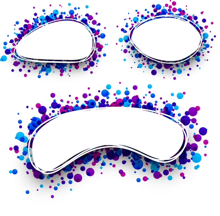 Paper blue and purple oval abstract backgrounds set. Vector illustration.のイラスト素材