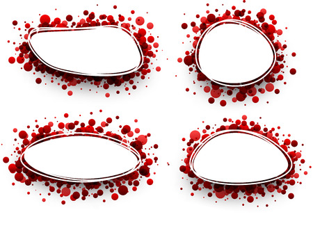 Paper oval white backgrounds set with red drops. Vector illustration.のイラスト素材