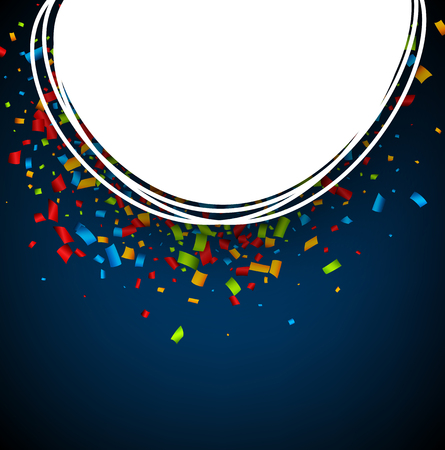Blue and white background with colour confetti. Vector paper illustration.のイラスト素材