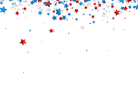 Background with red, white, blue stars. Vector paper illustration.のイラスト素材