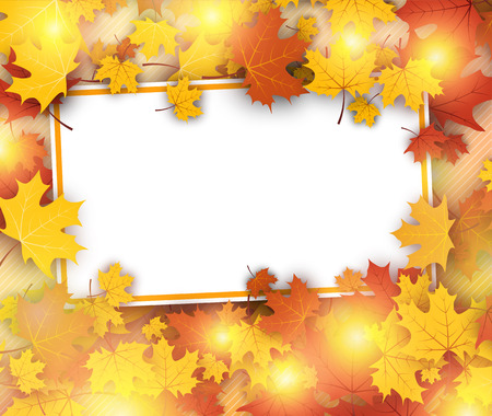 Autumn luminous background with golden maple leaves. Vector paper illustration.のイラスト素材