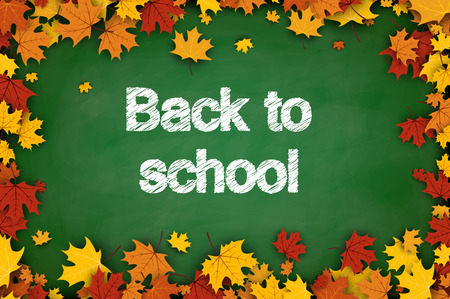 Back to school background with golden maple leaves. Vector illustration.のイラスト素材