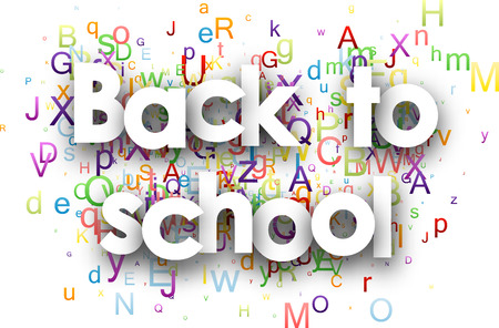 Back to school background with colour letters. Vector paper illustration.のイラスト素材