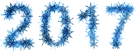 2017 New Year winter banner of blue snowflakes. Vector illustration.のイラスト素材