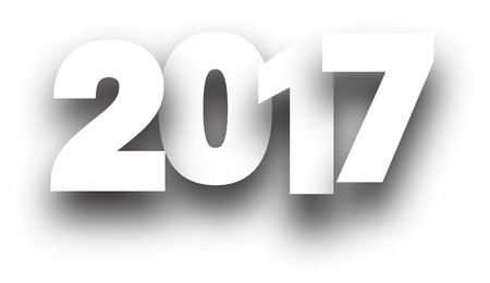 2017 New Year sign on white background. Vector paper illustration.