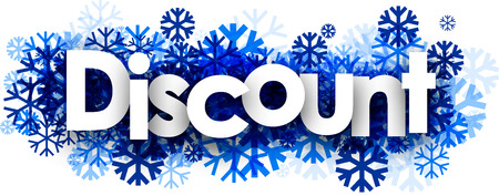 White discount banner with blue snowflakes. Vector illustration.のイラスト素材