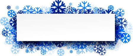 White winter banner with blue snowflakes. Vector illustration.のイラスト素材
