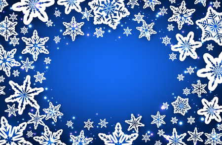Blue winter background with snowflakes. Vector illustration.のイラスト素材