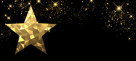 Christmas black banner with golden star. Vector illustration.のイラスト素材