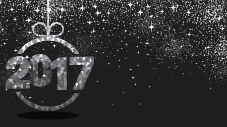 Black 2017 New Year background with silver figures. Vector illustration.のイラスト素材