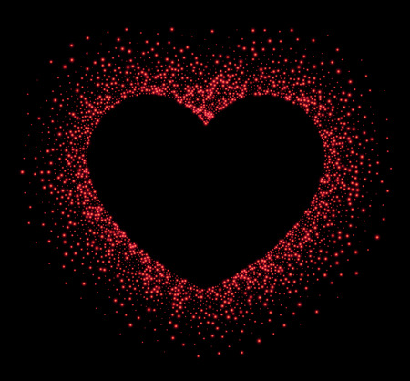 Black Valentine's love background with red heart. Vector illustration.のイラスト素材