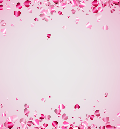 White love valentine's background with pink hearts. Vector illustration.のイラスト素材