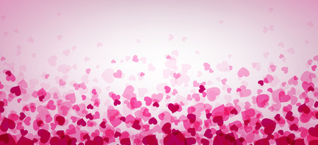 Love valentine's banner with pink hearts. Vector illustration.のイラスト素材