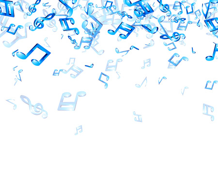 White musical background with blue notes. Vector illustration.のイラスト素材