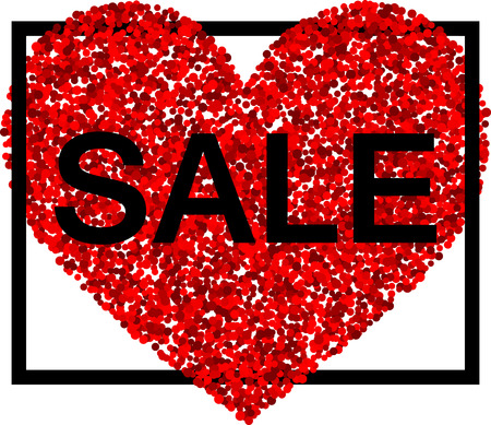 Valentine's sale background with red heart. Vector illustration.のイラスト素材