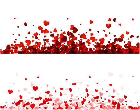 Love valentine's banners set with red and pink hearts. Vector illustration.のイラスト素材