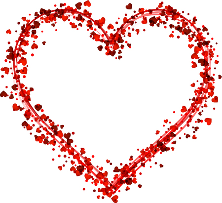 Valentine's love background with red heart. Vector paper illustration.のイラスト素材