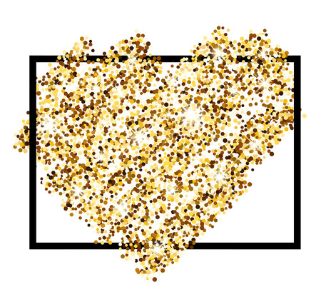 Valentine's love background with golden sandy heart. Vector illustration.のイラスト素材