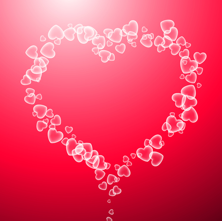 Pink Valentine's love background with heart of bubbles. Vector illustration.のイラスト素材